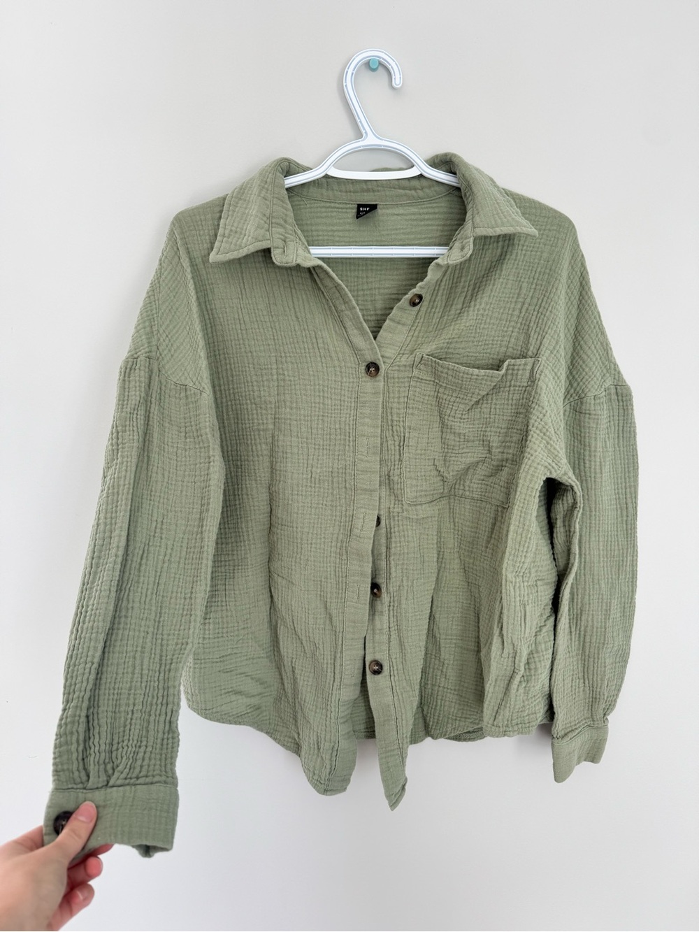 SHEIN Sage Green Women's Button-Down Shirt